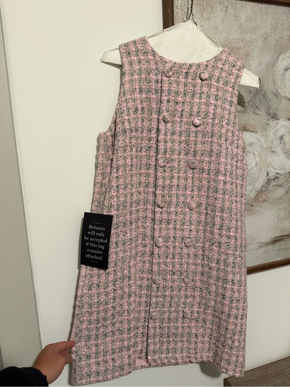 Tuckernuck Pink and Gray Tweed Double-Breasted Shift Dress